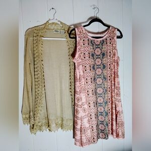 Chic Pink Patterned Midi Dress